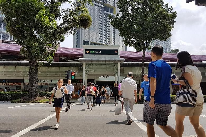 Redhill, one of the 17 stations on the EWL, from Tiong Bahru to Tuas Link, to be affected. Commuters can take parallel bus services outside the affected MRT stations.