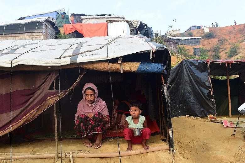 Rohingya refugees in a makeshift shelter in the Bangladeshi district of Ukhia. Bangladesh and Myanmar yesterday inked a deal to start repatriating Rohingya refugees.