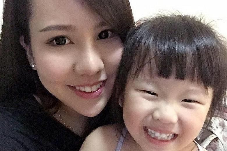 Ms Jacelyn Wong with her daughter Eleanor. Ms Wong has been keeping herself busy daily, to take her mind off the tragedy.