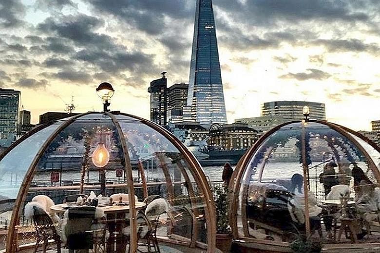 The Coppa Club bar and restaurant (left) in London is among a number of places with the dome-like pods.