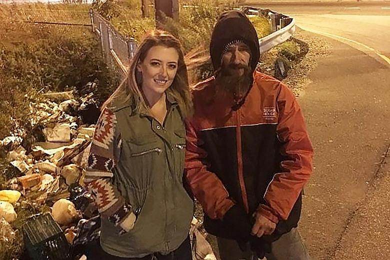 American Kate McClure has raised over US$290,000 (S$390,00) on GoFundMe to help Mr Johnny Bobbitt Jr, a homeless man who spent his last US$20 to buy her petrol. She said of her drive to Philadelphia last month: "He saw me pull over and knew something