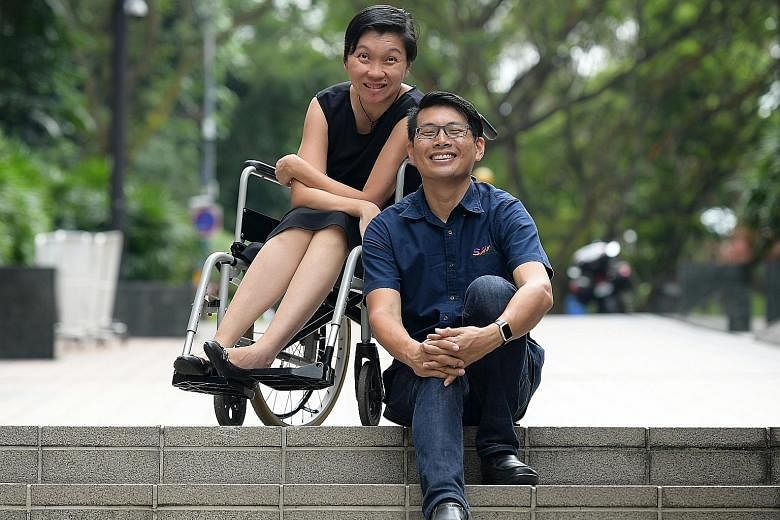 Ms Carolyn Lim and her husband William Ng. Ms Lim took the full brunt of a lightning strike while windsurfing with friends in the waters off East Coast in 2006. Rendered unconscious, she was saved by her life vest which kept her afloat. A friend who 