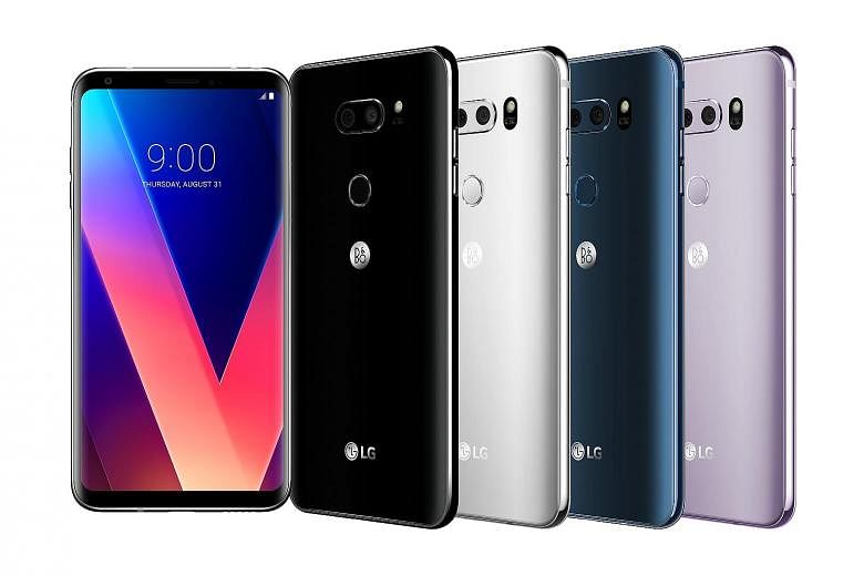 The LG V30+, which will hit shores here next month, has a power button which doubles as a fingerprint sensor at its back.