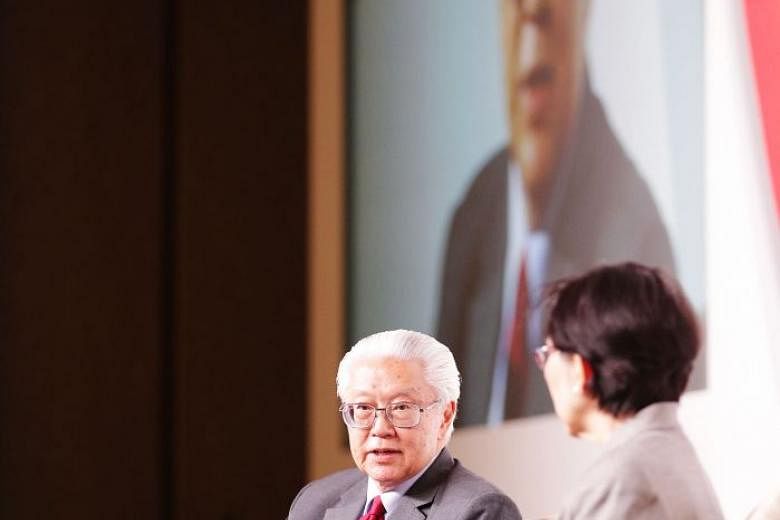 Dr Tony Tan speaking during a question-andanswer session moderated by Ambassadorat- Large Chan Heng Chee yesterday.