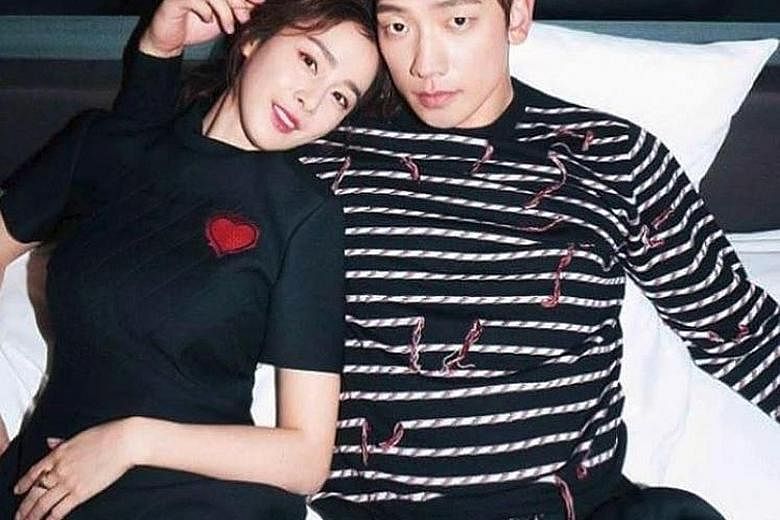 Singer-actor Rain, who is married to actress Kim Tae Hee (both above), became a father in October.