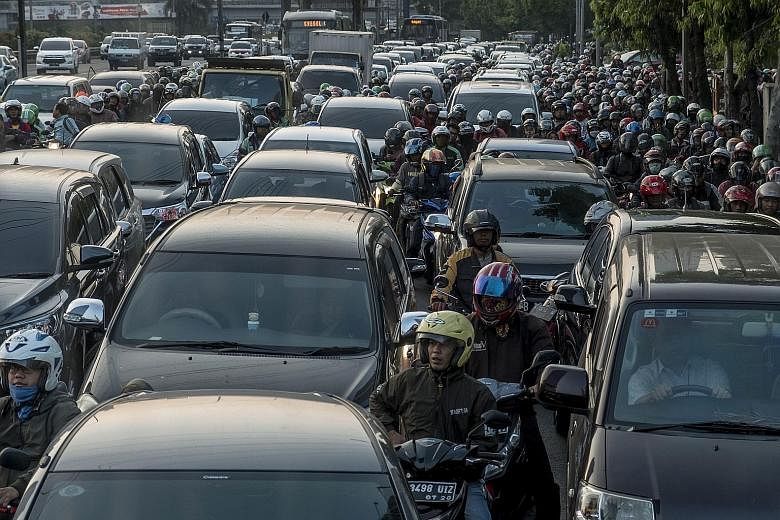More than 10 million motorcycles and as many as four million cars clog Jakarta's streets.