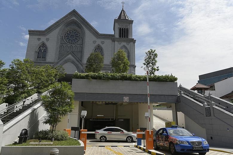 The Novena Church in Thomson Road, known officially as the Church of St Alphonsus, introduced charges for its carpark on Monday. Cars are now charged $1.50 for the first hour or less, and 50 cents for every subsequent 15 minutes, whether the vehicles