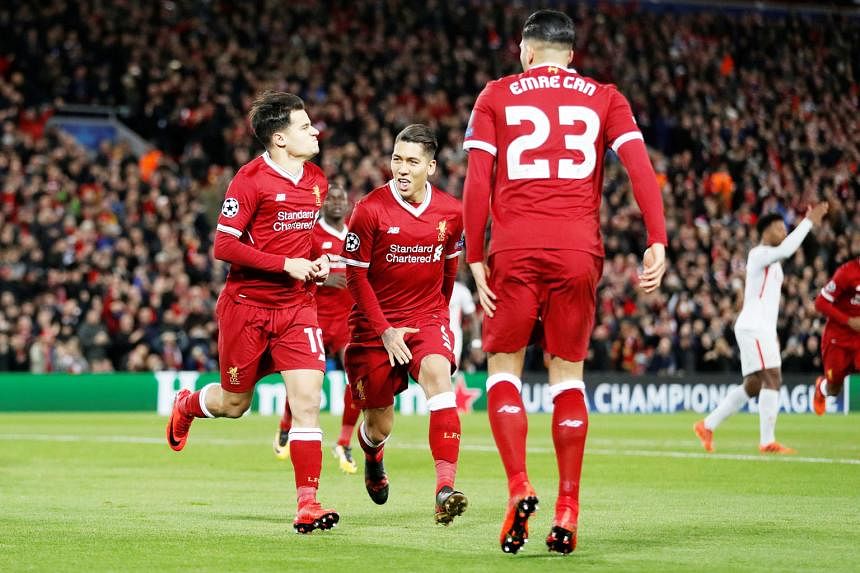 Sadio Mane Mohamed Salah Roberto Firmino Philippe Coutinho scored a hat-trick for Liverpool in the 7-0 Champions League win against Spartak Moscow on Wednesday. Sadio Mane scored twice while Roberto Firmino and Mohamed Salah had one apiece.
