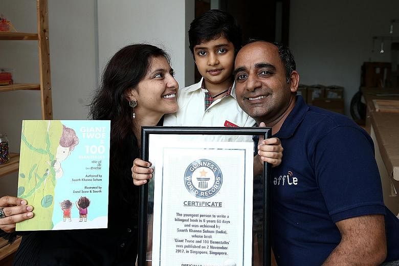 Saarth Khanna Sohum came up with the idea for his book when his dad, Mr Anuj Khanna Sohum, had to keep him and his sister amused while his mother, Mrs Gitanjali Sohum, was recovering from chicken pox. His book, with illustrations by local illustrator