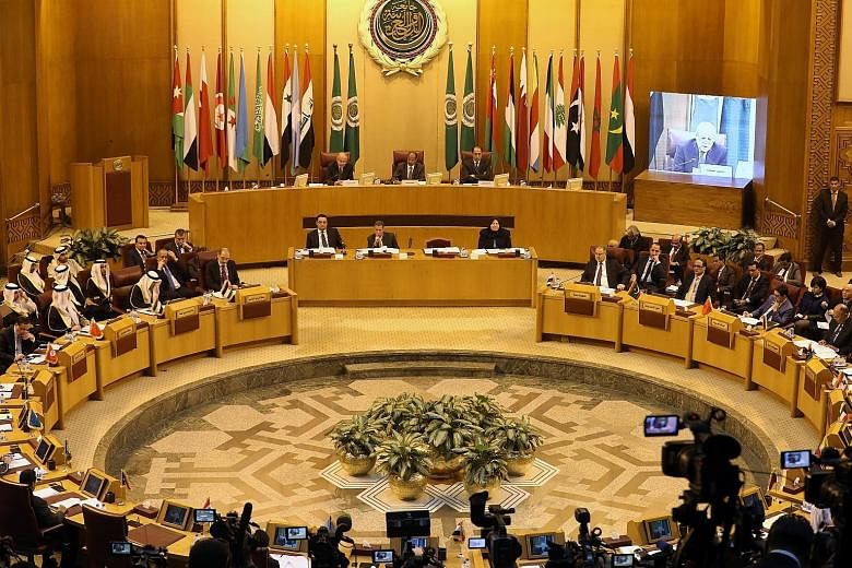 Arab League foreign ministers at an emergency meeting in Cairo on Saturday. Turkish President Recep Tayyip Erdogan will also hold an extraordinary summit of the Organisation of Islamic Cooperation on Wednesday to plan a collective strategy against th