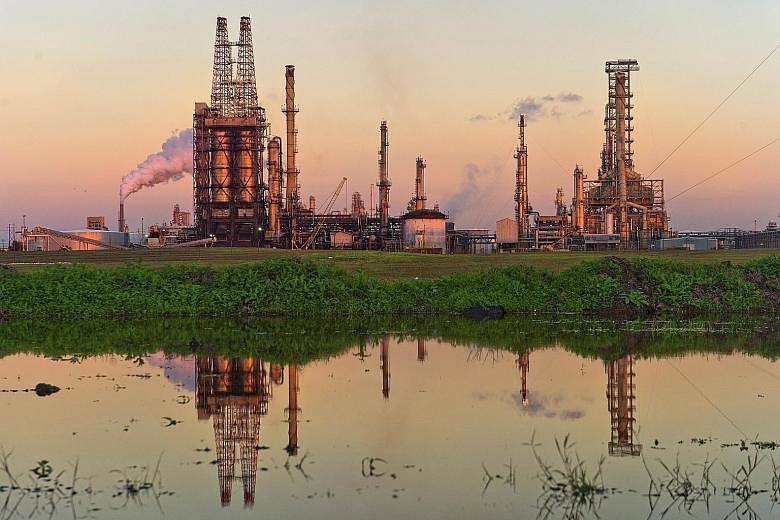 An oil refinery in Corpus Christi, Texas. In the United States, crude stockpiles are forecast to drop for a fourth week, a Bloomberg survey showed, ahead of the release of government data today.