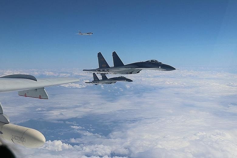 Chinese jets carrying out "island encirclement patrols" around Taiwan on Monday. Taiwan called the rise in China's military deployments irresponsible.