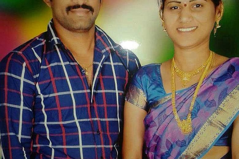 M. Swathi with her husband, Mr Sudhakar Reddy, whom she and her lover allegedly bludgeoned to death.