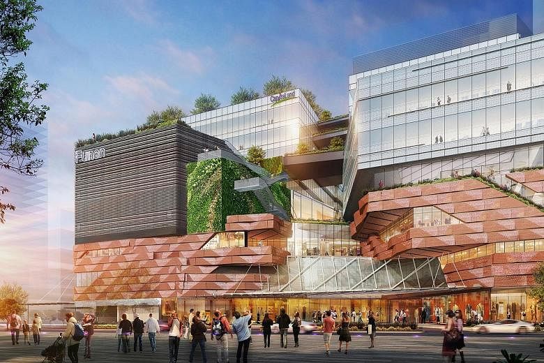 An artist's impression of the upcoming Funan integrated development, which will feature 500,000 sq ft of retail space, two Grade A office blocks, and The Ascott's lyf brand of co-living serviced homes, all linked via a direct underpass to City Hall M