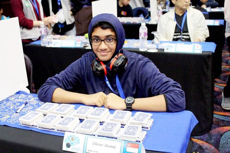 Dhruv Manoj from Sembawang Primary School set a new age group record in the "names and faces" category in the World Memory Championships in Jakarta earlier this month. The 111 competitors in this year's championships took part in 10 events each, in w