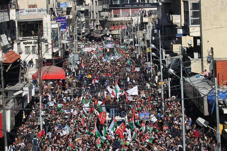 A demonstration last Friday in Amman, Jordan, against US President Donald Trump's decision to recognise Jerusalem as the Israeli capital.