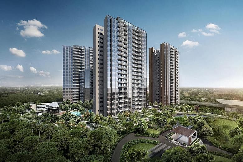 An artist's impression of Parc Botannia in Sengkang, which launched 357 units last month and managed to sell about 70 per cent of them at a median price of $1,287 per sq ft.