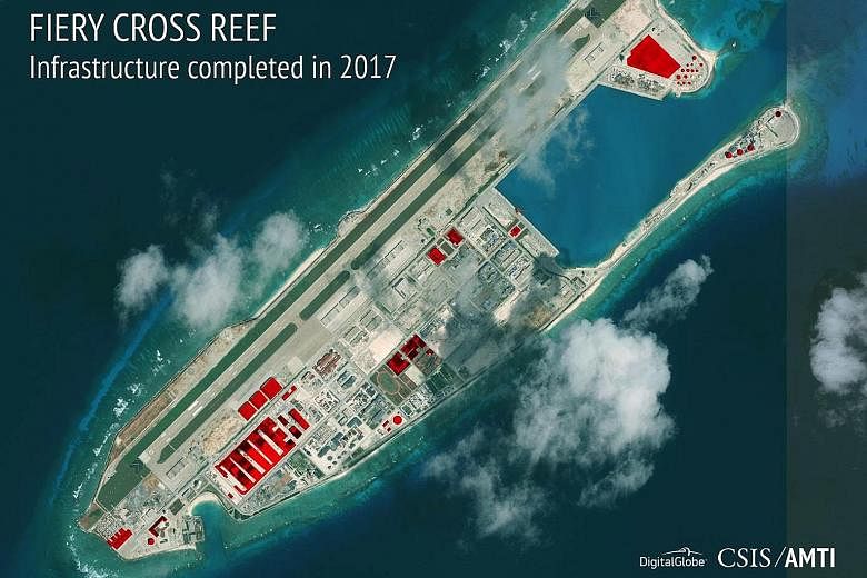 The US think-tank Asia Maritime Transparency Initiative says China has built what appears to be a new high-frequency radar array on Fiery Cross Reef in the Spratlys.