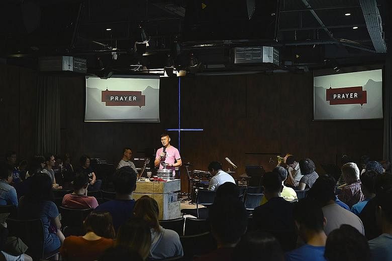 A worship session at Free Community Church last month. The only church in Singapore to openly welcome gays now has a membership of about 130, a mix of LGBT and straight people.