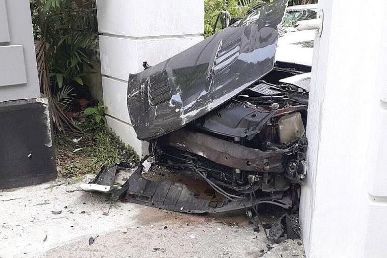 Ms Nurul Filzah and Mr Johari Shariff were in the back of the car that crashed into the Istana gate (above).