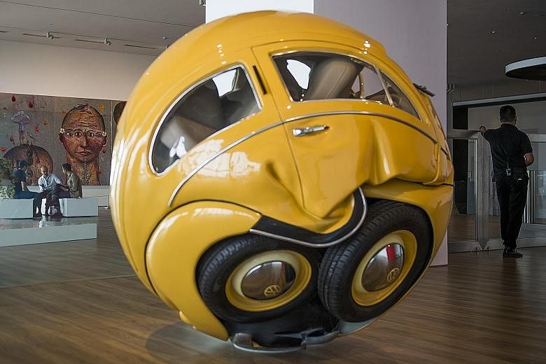 Beetle Sphere by Indonesian artist Ichwan Noor is a Volkswagen car turned into art. It is on display at Museum Macan in Jakarta.
