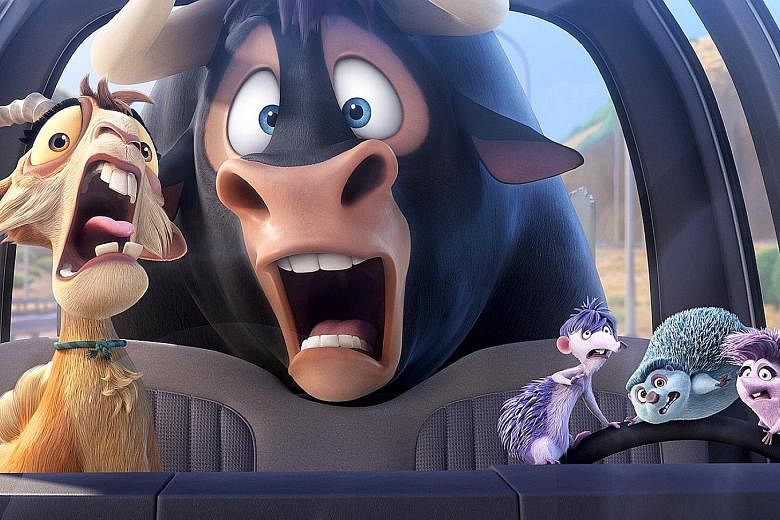 The visual and verbal humour in Ferdinand is cartoonish.