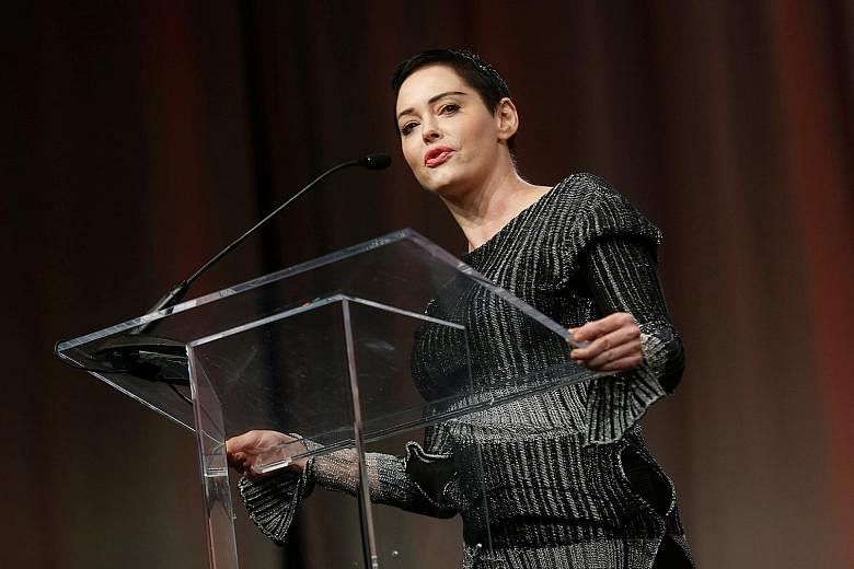 Actress Rose McGowan (left) has lashed out at her fellow actresses, who intend to wear black to the Golden Globes next month to protest sexual harassment and assault in Hollywood.