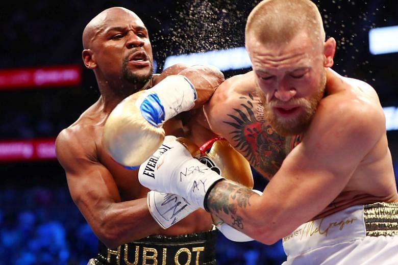 Floyd Mayweather landing a left hook on Conor McGregor during their blockbuster bout in August. With McGregor then making the crossover into the boxing ring for that fight, Mayweather has been touted to do a switch in the opposite direction.