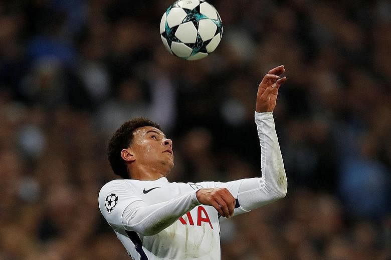 Tottenham's Dele Alli in action against Real Madrid with his brace sinking the Champions League holders on Nov 1. The England international has not scored in the subsequent nine games and having not netted in the Premier League since the Oct 22 win o