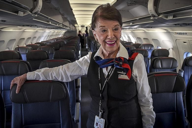 Ms Bette Nash, 81, was recruited as a flight attendant at 21. She says she will not be working until she is 90, but doesn't want to think about retirement. She will be 82 on Dec 31.