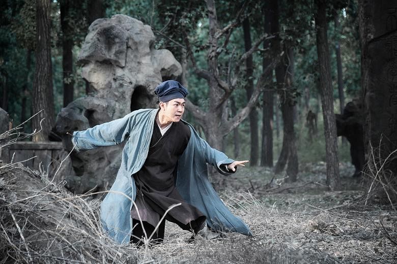 A scene from Tsui Hark and Yuen Woo Ping's film The Thousand Faces Of Dunjia featuring actor Da Peng. Set in an unnamed dynasty, it tells the story of a secret clan of superhero warriors who battle two alien monsters. For a big movie teaming up two t