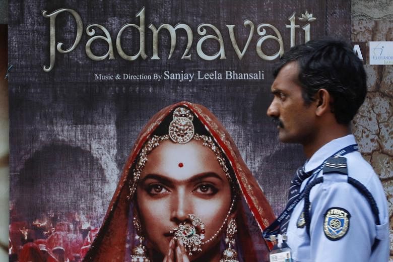 A poster of the controversial Bollywood movie, Padmavati, outside a Mumbai theatre.