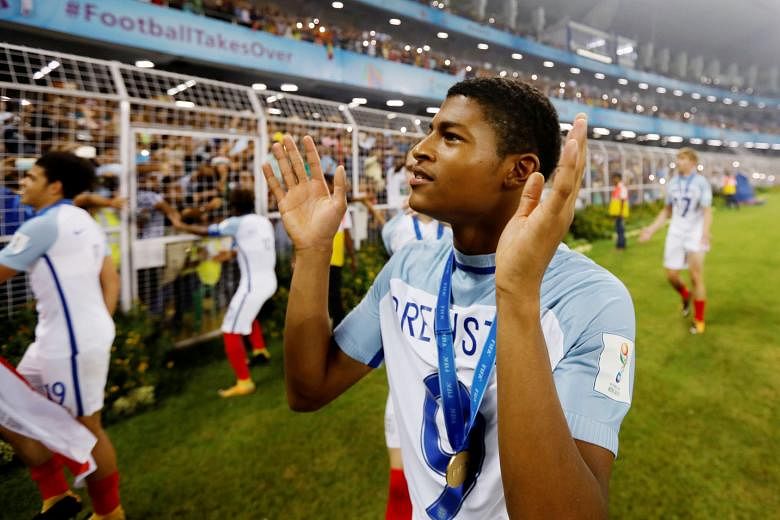 Rhian Brewster celebrating England's U-17 World Cup win on Oct 28. The Reds youth striker has voiced out after witnessing seven racial abuse incidents this year.
