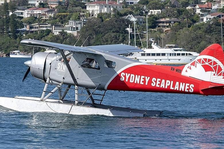 Above: Debris from the seaplane that crashed into the Hawkesbury River, north of Sydney, on Sunday. The pilot was among the six people killed. Left: The plane belonged to Sydney Seaplanes, which has operated since 2005 with no previous accident recor