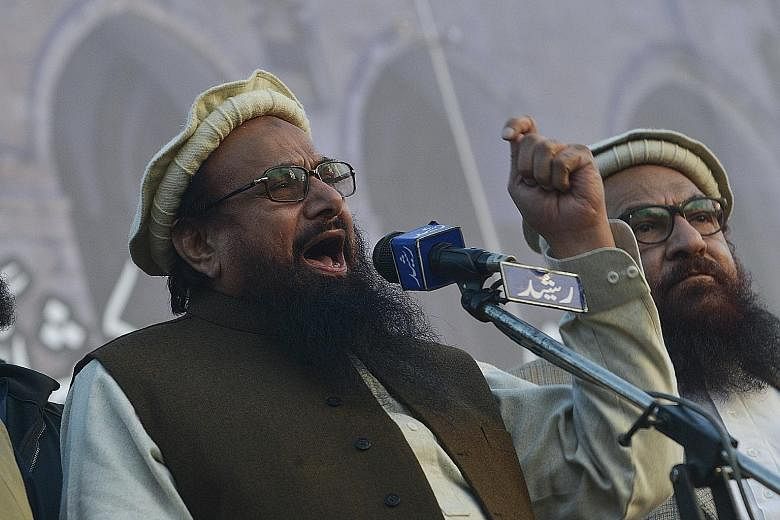 Islamist leader Hafiz Saeed addressing a rally in Lahore, Pakistan, last month. Saeed has been designated a terrorist by Washington.