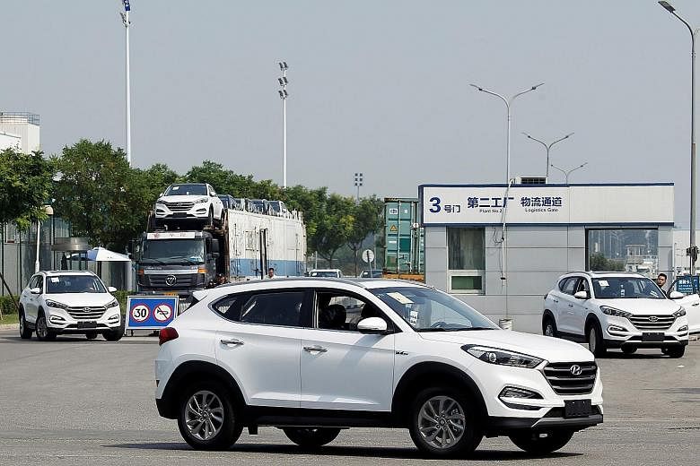A Hyundai Motor plant in Beijing, China. Sales for Hyundai and affiliate Kia slumped 7 per cent last year from 2016, falling well short of the firms' target of 8.25 million vehicles, as buyers in China and the US increasingly shunned sedans for SUVs.