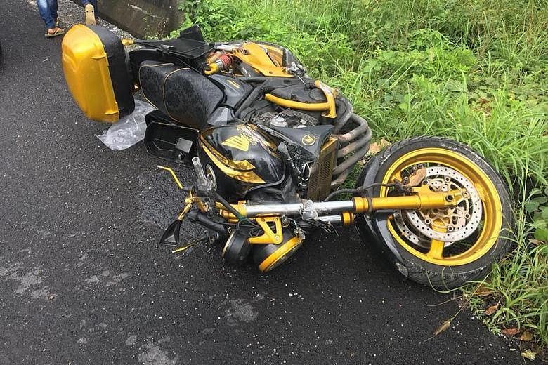 The motorbike Mr Ng Yong Sing was riding in the accident in Phatthalung, Thailand. In Malaysia, speeding may have been a factor for Singaporeans being killed on roads there, said Dr Wong Shaw Voon, director-general of the Malaysian Institute of Road 