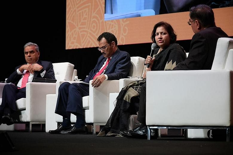From left: The Lee Kuan Yew School of Public Policy's immediate past dean Kishore Mahbubani; Malaysian Deputy Minister in the Prime Minister's Office S.K. Devamany; senior diplomat in India's Ministry of External Affairs Preeti Saran; and Ambassador-