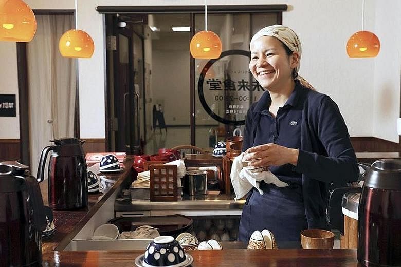 Ms Sekai Kobayashi, who runs Mirai Shokudo by herself, says more than 500 people have worked for a meal at her eatery.