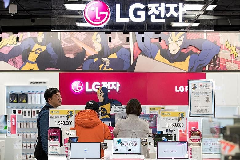 An LG Electronics booth in a store in Gimpo, South Korea. Shares in LG Electronics fell as much as 6.8 per cent after the guidance yesterday, before paring losses.