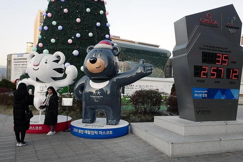 Mascots for the 2018 Winter Olympic Games, to be held in Pyeongchang, South Korea. Unification Minister Cho Myoung Gyon, who is heading South Korea's five-member delegation for the inter-Korean talks today, said its main focus would be the Games next