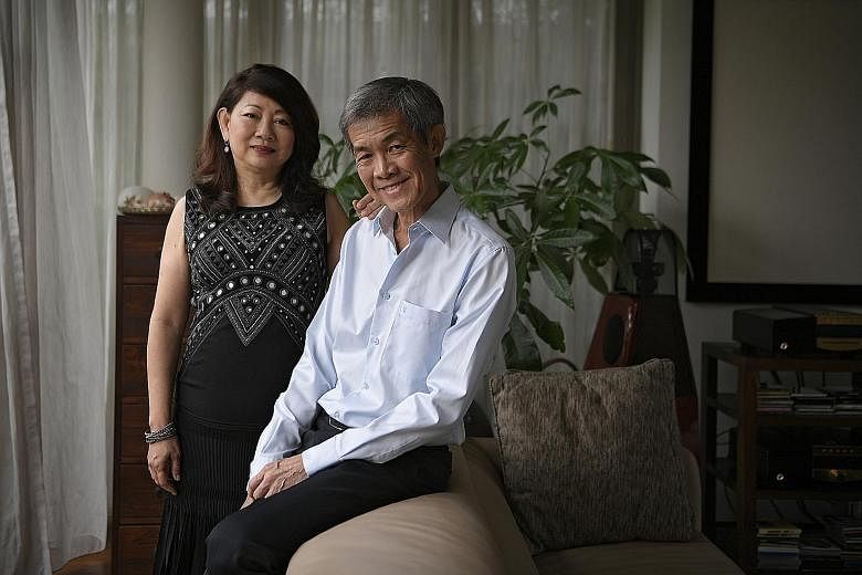 Mr Daniel Chan and his wife Penelope Gan, 62, a homemaker. The CEO of DCG Capital says his focus is to seek out long-term compounders and sit on them. But he also diversifies his sources of returns, for example by investing in high-dividend-yielding 