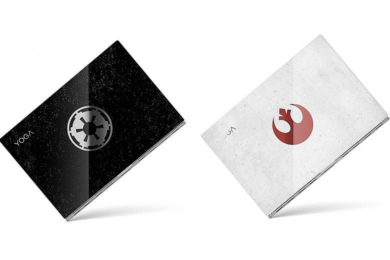 The special edition Yoga is available in two lid variants - a Galactic Empire (far left) or a Rebel Alliance design.