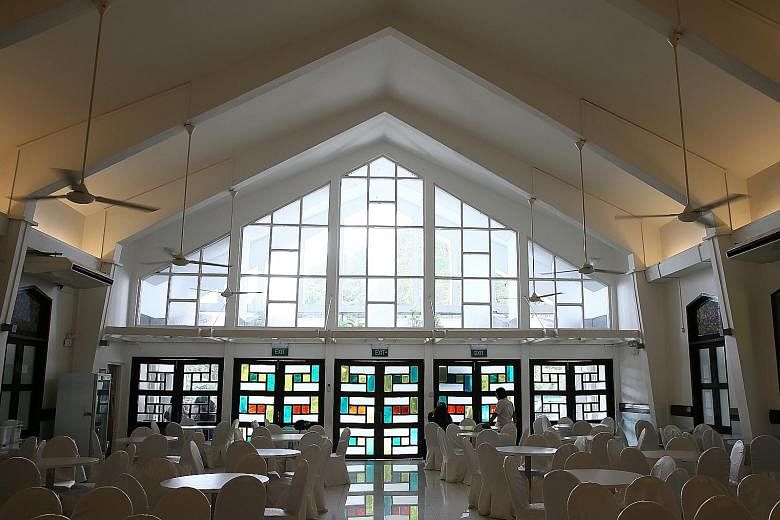 One of the funeral service halls at Mount Vernon. It was converted from a former crematorium. According to Mr Ang Ziqian, funeral service halls grew in popularity in the last decade and families have even delayed loved ones' wakes to wait for availab