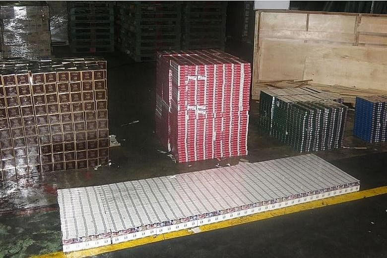 Officers found 3,050 cartons of contraband cigarettes in a consignment declared as "machinery parts and accessories".