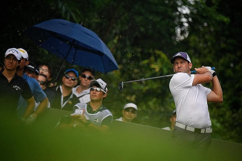 Reigning Masters champion Sergio Garcia of Spain was in top form at yesterday's weather-interrupted opening round of the SMBC Singapore Open at the Sentosa Golf Club. The 38-year-old, ranked 10th in the world, shot a five-under 66 and was tied for th