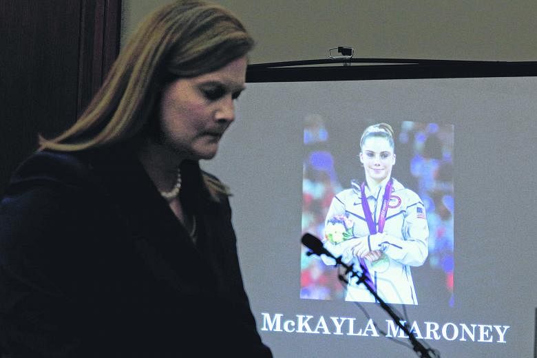 Prosecutor Angela Povilaitis reading a statement for gymnast McKayla Maroney on Thursday during a sentencing hearing for Larry Nassar, the former USA Gymnastics doctor who pleaded guilty in November last year to sexual assault charges.