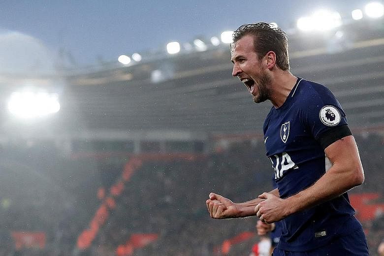 Harry Kane celebrating after scoring in Sunday's 1-1 draw against Southampton. Spurs manager Mauricio Pochettino will not address "rumours" of his move.