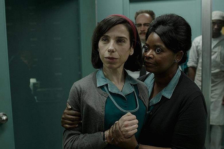 Left: Fantasy drama The Shape Of Water earned nominations in all major categories, including for its actresses Sally Hawkins (left) and Octavia Spencer. Right: World War II drama Dunkirk received eight nods, including for director Christopher Nolan.