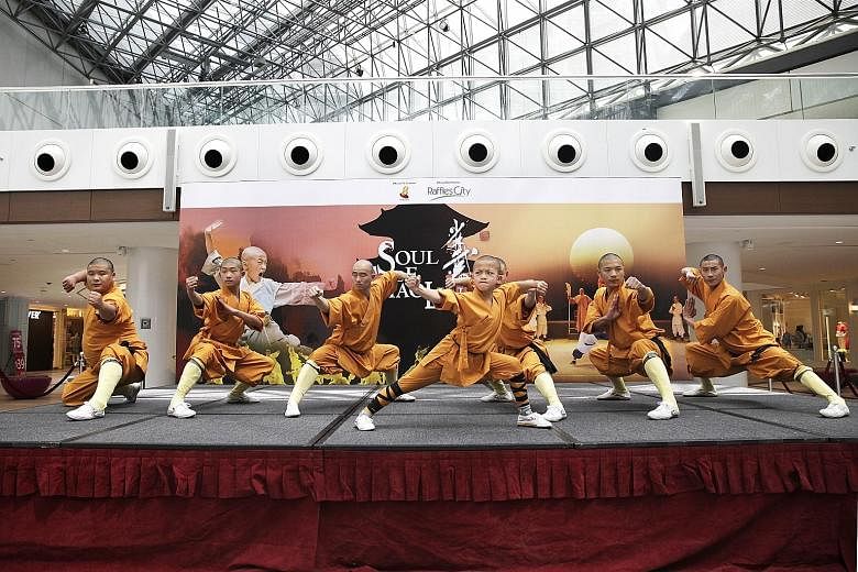 The cast of Soul Of Shaolin: Hui Guang's Story demonstrating their gongfu skills.